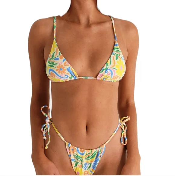 Aurelle NWT! MARSEILLE Tie Bikini Top And Bottom Set - Picture 1 of 11